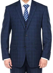 Renoi Mens Suits - Plaid Suits Blue