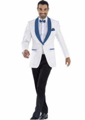 Mens Prom Blazer - White ~ Navy Blazer For Homecoming