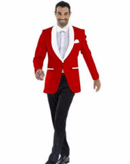 Mens Prom Blazer - Dark Red ~ White Blazer For Homecoming