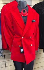 Mens Slim Fit Double Breasted With Brass Buttons - Red Sportcoat