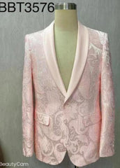 Mens Blazer - Blush - Light Pink Paisley Blazer - Fashion Prom Sport Coat