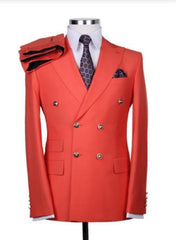 Mens Suits With Gold Buttons - Orange