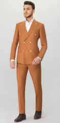 Mens Suits With Gold Buttons - Rust - Copper