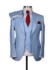 Big Lapel - Wide Lapel - Tom Ford Style Suit - Ticket Pocket - Sky Blue