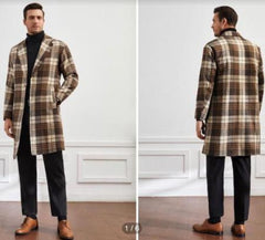 Mens Plaid Overcoat - Peacoat - Plaid Topcoats