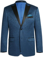 Mens Slim Fit Peak Lapel Tuxedo Blazer Dark Blue