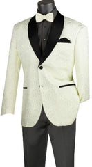 Mens Blazer - Paisley Sport Coat - White Prom Tuxedo Dinner Jacket Blazer