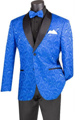 Mens Blazer - Paisley Sport Coat - Royal Prom Tuxedo Dinner Jacket Blazer