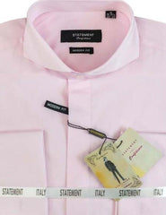 Mens Tapered Dress Shirts - Pink Shirt - 100% Cotton Fabric