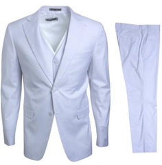 Mens Stacy Adams Suits - Designer Suit - 3 Piece Suit - Vested Suit - Flat Front Pant- Modern Fit Suits White Suit