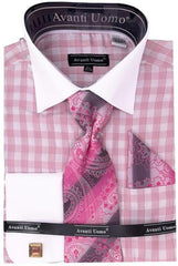 Mens Pink Check Dress Shirt