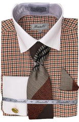 Mens Beige Plaid Dress Shirt