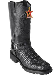 Mens Los Altos Caiman Tail Skin Biker Boot Black