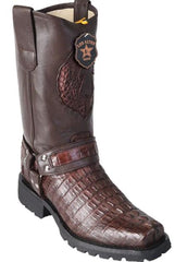 Mens Los Altos Caiman Tail Skin Biker Boot Brown