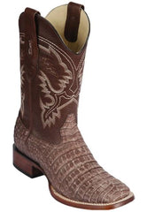 Mens Los Altos Caiman Belly Skin Wide Square Toe Boot Sahara Brown