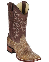 Mens Los Altos Caiman Belly Skin Wide Square Toe Boot Sahara Oryx