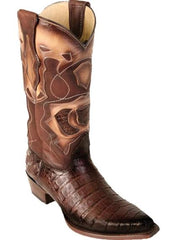 Mens Los Altos Caiman Belly Snip Toe Boot Faded Brown