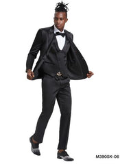 Mens Black Shiny Suit - Flashy Sateen Suit With Bowtie - Wedding Suit Slim Fit