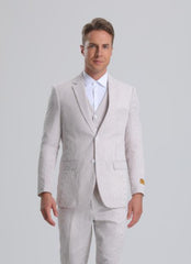 Seersucker Suit - Summer Suit - Cotton Suit - Light Gray