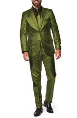 Shiny Olive Green Suit - Shiny Tuxedo