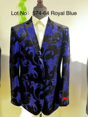 Retro Paris Suits Mens Suit Royal Blue