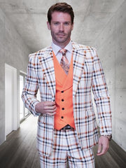 Mens Peak Lapel Modern Fit Suit - Orange