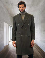 Statement Double Breasted Olive Overcoat