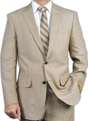 Beige Big and Tall Linen Suit