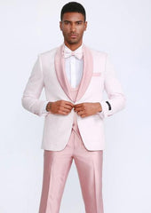 Pink Shawl Tuxedo With Fancy Pattern Four Piece Set