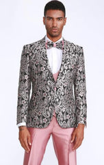 Rose Tuxedo With Floral Pattern Four Piece Set