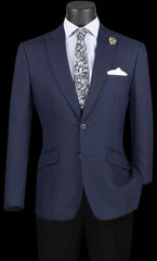 Navy Plaid Blazer - Mens Navy Windowpane Sportcoat