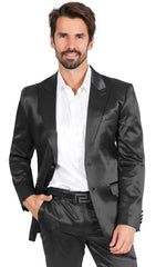 Sateen Suit - Shiny Suit - Black Sharkskin Suit