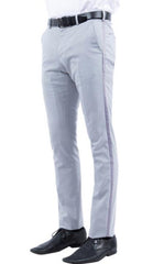 Grey Tuxedo Pants - Sateen Stripe Dress Pants