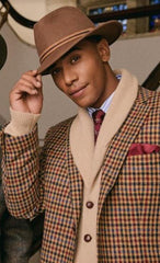 Mens Brown Tweed Suit - Brown Plaid Suit - Tweed Wool Suit - 100% Percent Wool Fabric Suit - Worsted Wool Business Suit