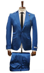 Mens Single Breast Suit Blue