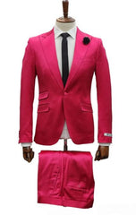 Mens Single Breast Suit Hot Pink