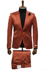 Mens Single Breast Suit Brick