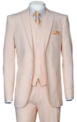 Mens Two Button Notch Lapel Suit Peach