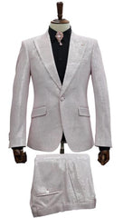 Mens 1 Button Slim Fit Peak Lapel Suit LPink