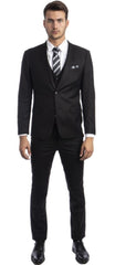 Extra Slim Fit Suit Black Shorter Sleeve ~ Shorter Jacket For Men - 3 Piece Suit For Men - Three Piece Suit