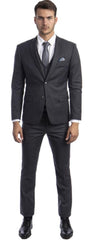 Extra Slim Fit Suit Charcoal Shorter Sleeve ~ Shorter Jacket For Men - 3 Piece Suit For Men - Three Piece Suit