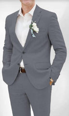 Mens Cotton Suit - Charcoal Summer Suit