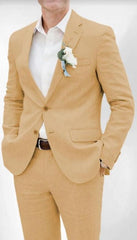 Mens Cotton Suit - Khaki Summer Suit