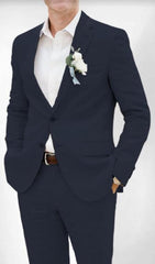 Mens Cotton Suit - Navy Summer Suit