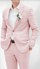 Mens Cotton Suit - Pink Summer Suit