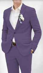 Mens Cotton Suit - Purple Summer Suit