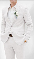 Mens Cotton Suit - White Summer Suit