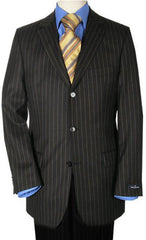 Mens 3 Button Blazer - Three Button Jet Black Sport Coat - Side Vented - Wool Blazer