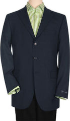 Mens 3 Button Blazer - Three Button Dark Blue Sport Coat - Side Vented - Wool Blazer