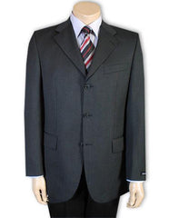 Mens 3 Button Blazer - Three Button Darkest Charcoal Gray Sport Coat - Side Vented - Wool Blazer